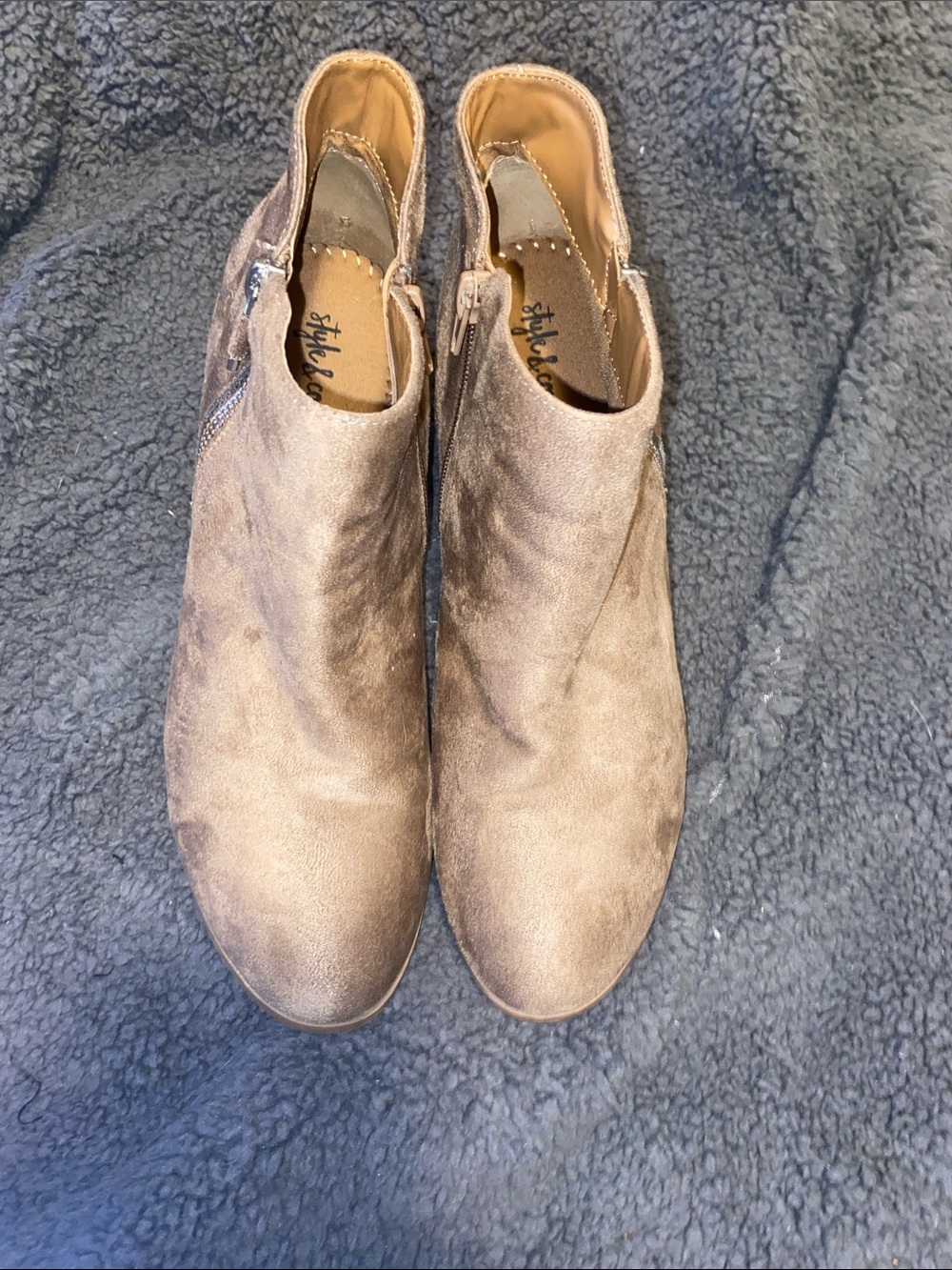Style & Co. Taupe Faux Suede Ankle Booties